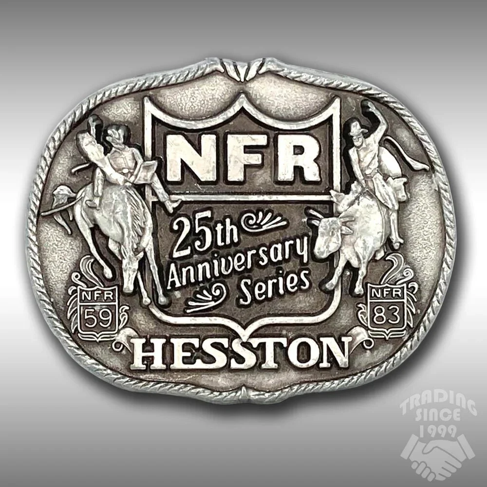 Vintage Belt Buckle 1983 NFR National Finals Rodeo Hesston 25th Anniversary USA‎